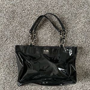 Black Patent Leather Coach Tote